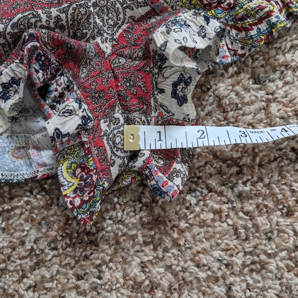 (AEO) Red White Boho Lace-up Romper Small - Picture 12 of 14